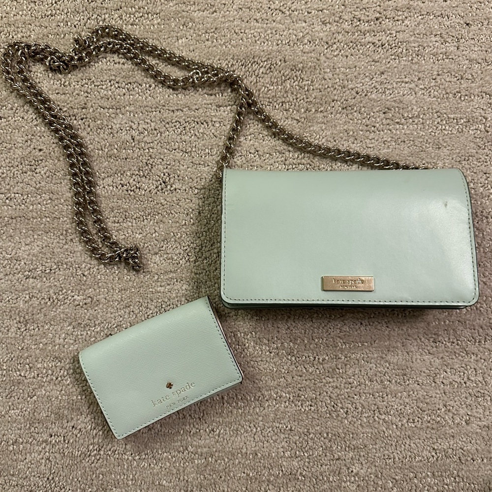 Mint Kate Spade Crossbody Bag and Matching Wallet